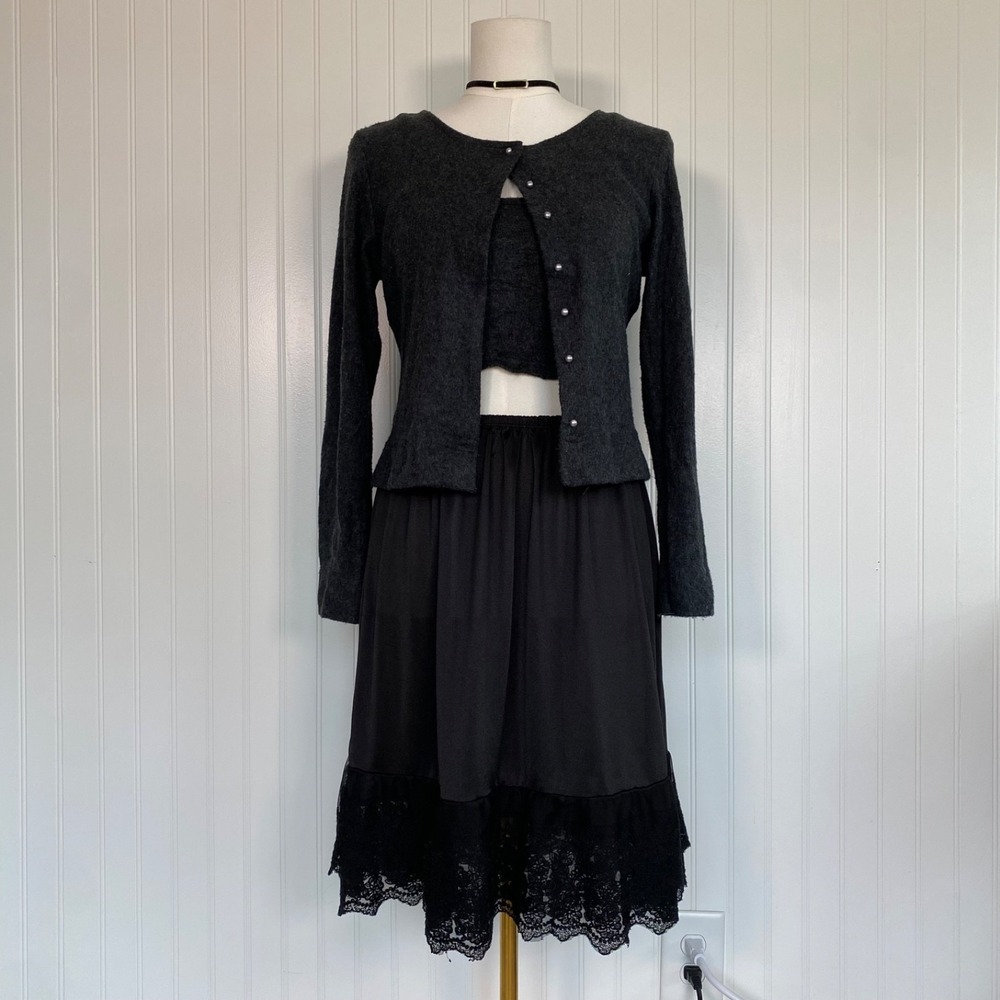 Altard State Womens Lace Trimmed Whimsigoth Slip Skirt Size L Dark Coquette Goth